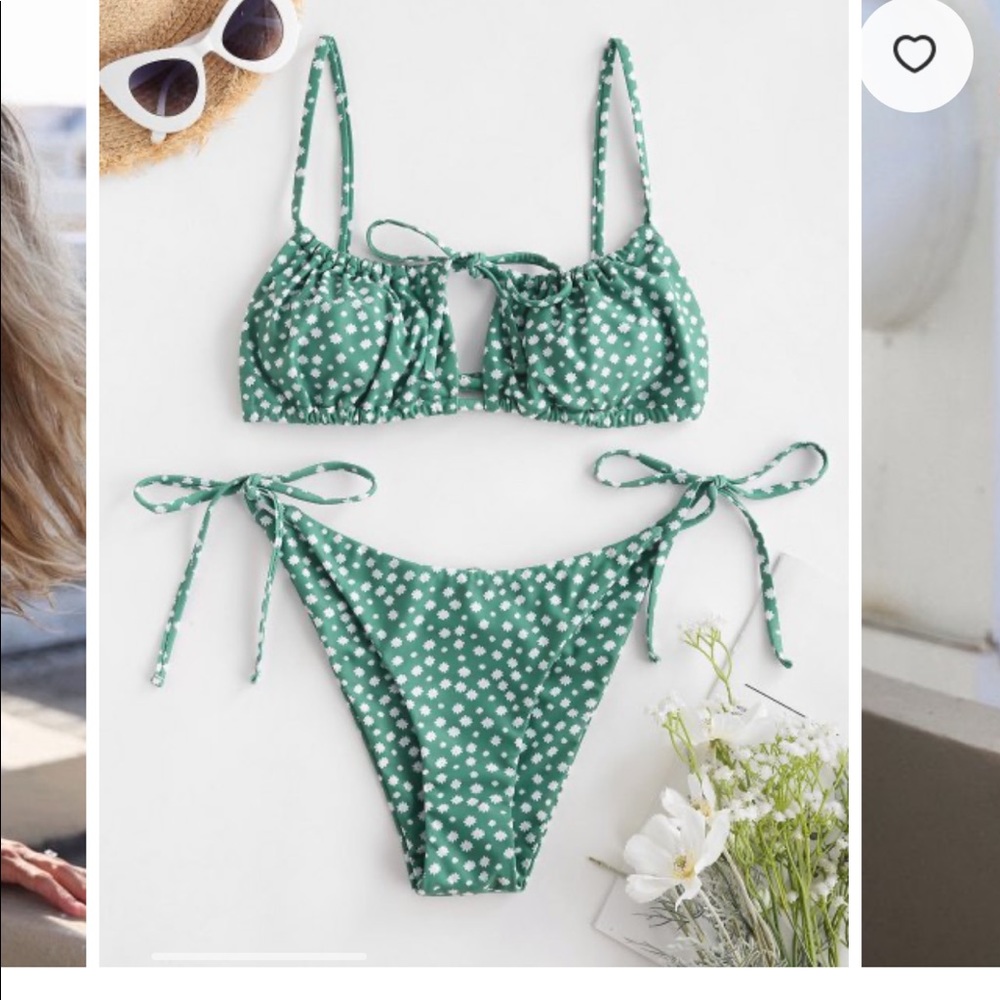 NWT green floral bikini